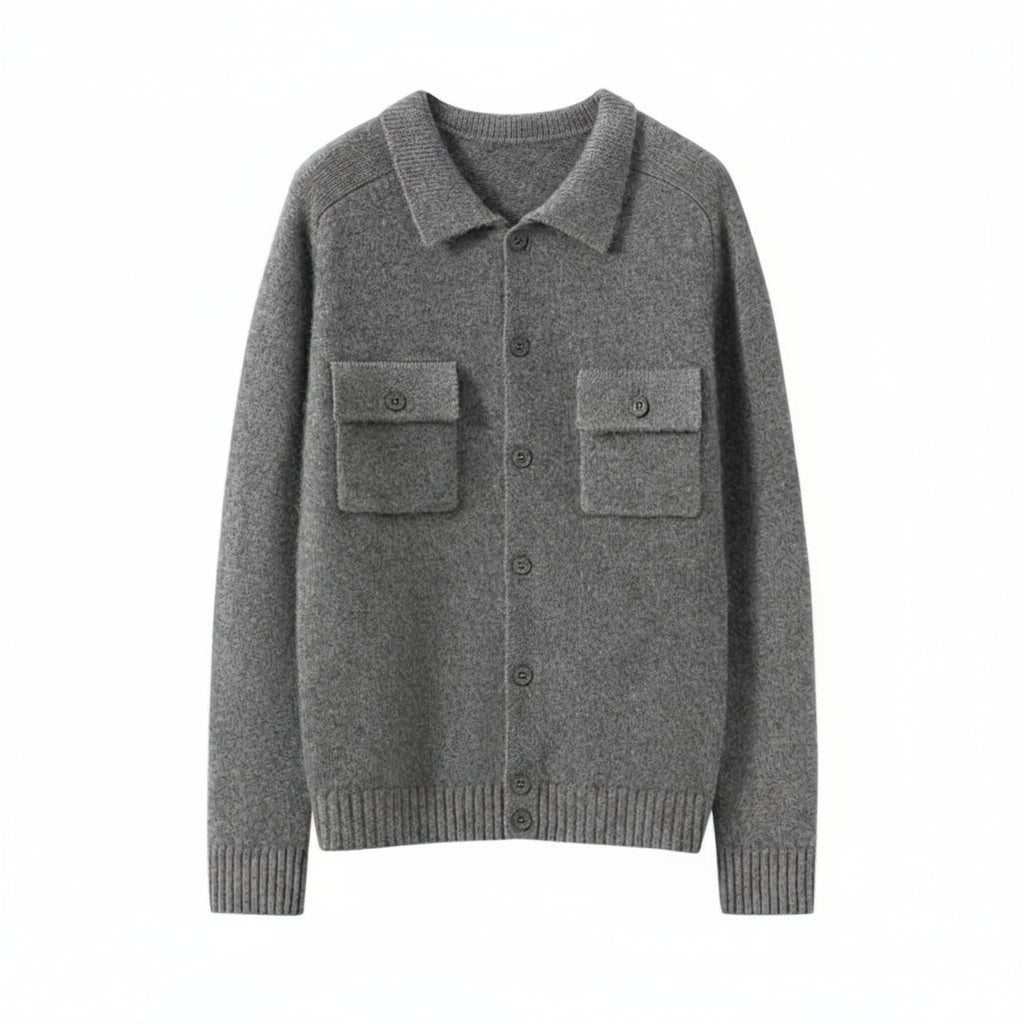 Vera | Men's Pure Cashmere Polo Collar Cardigan