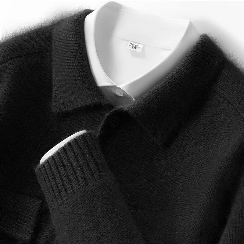 Vera | Men's Pure Cashmere Polo Collar Cardigan