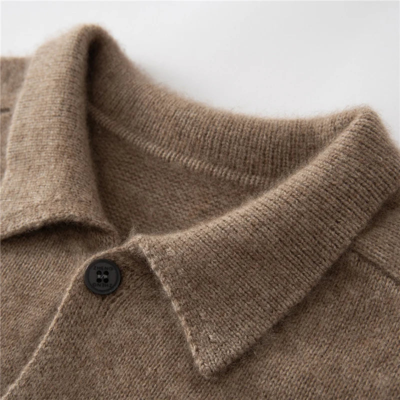 Vera | Men's Pure Cashmere Polo Collar Cardigan