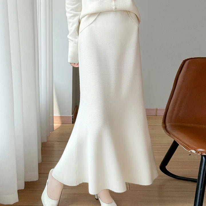 Vera | Merino Wool High-Waist Women's A-Line Midi Skirt