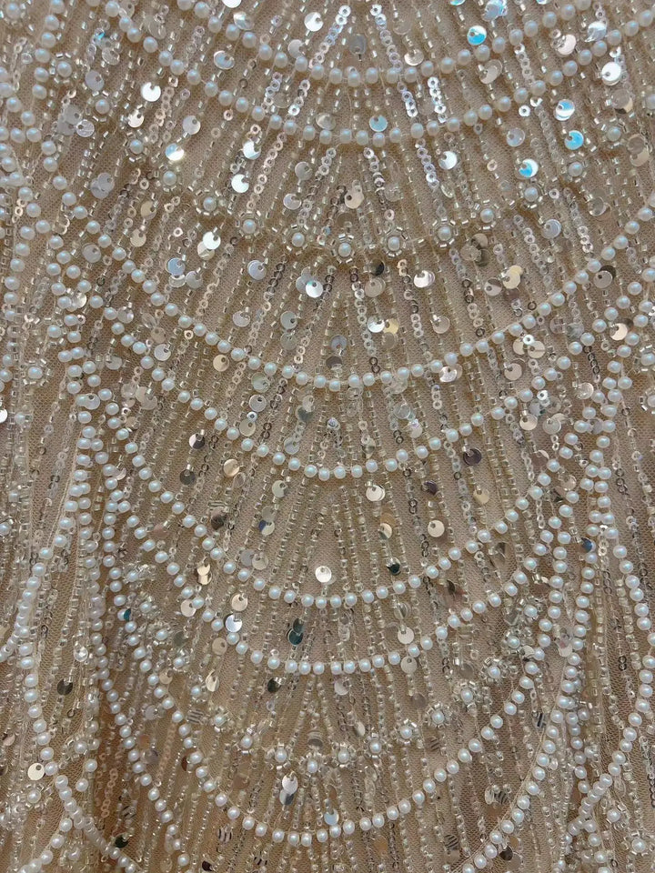 Vera | Off-Shoulder Pearl Embellished Mermaid Evening Gown