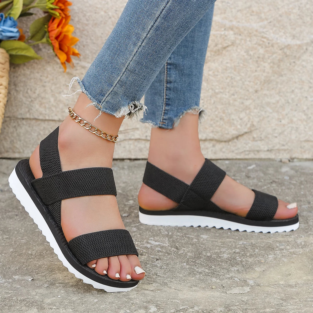 Vera | Women's Black Lace-Up Flat Sandals