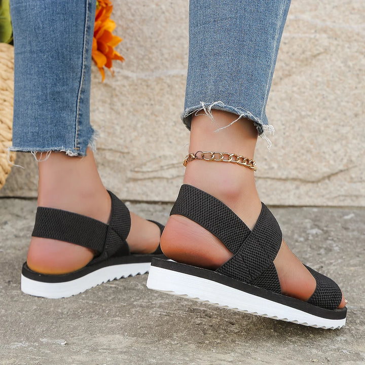 Vera | Women's Black Lace-Up Flat Sandals