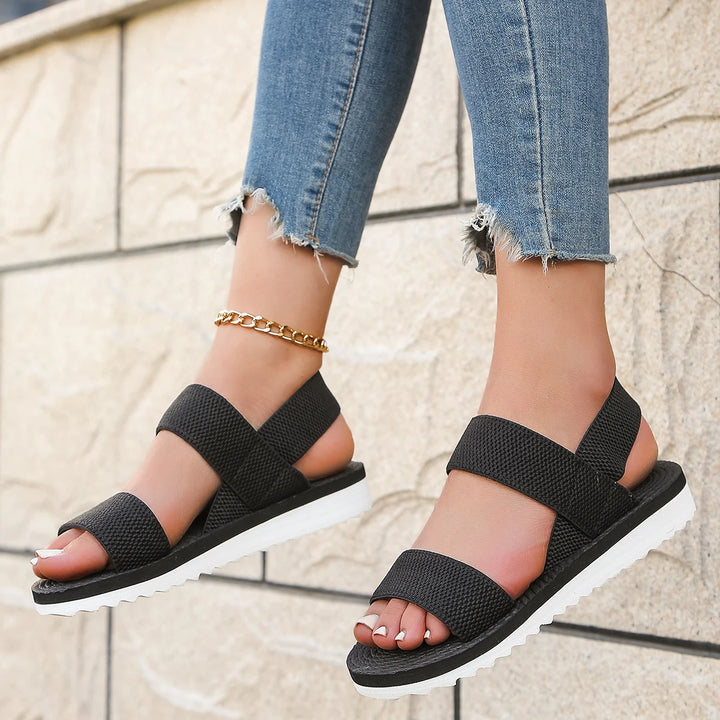 Vera | Women's Black Lace-Up Flat Sandals