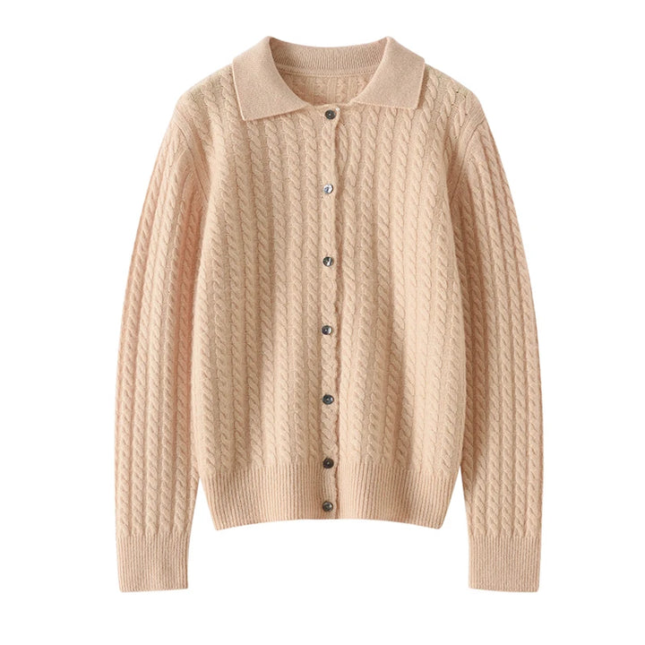 Vera | Women's Cashmere Cable Knit Polo Cardigan