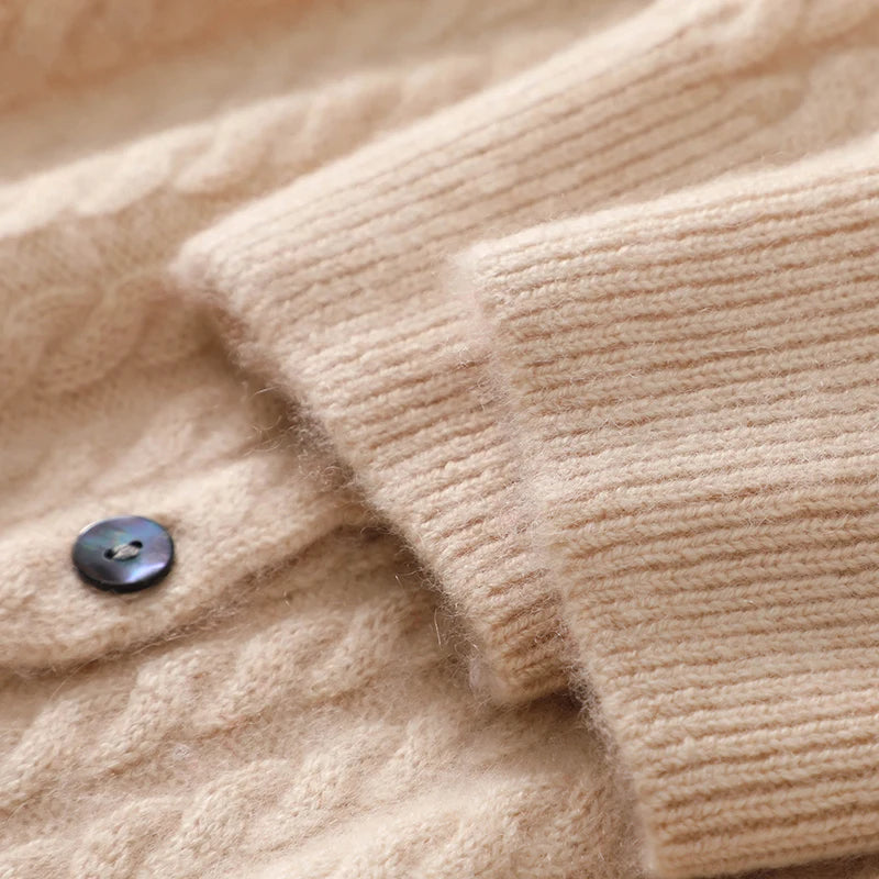 Vera | Women's Cashmere Cable Knit Polo Cardigan