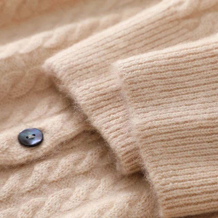 Vera | Women's Cashmere Cable Knit Polo Cardigan