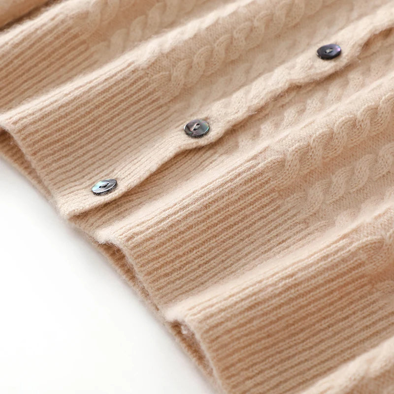 Vera | Women's Cashmere Cable Knit Polo Cardigan