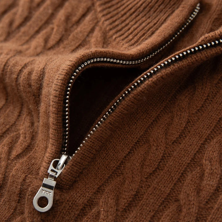 Vera | Women's Cashmere Half Zip Cable Knit Sweater