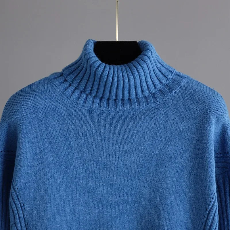 Vera | Women's Knit Turtleneck Lounge Set Blue