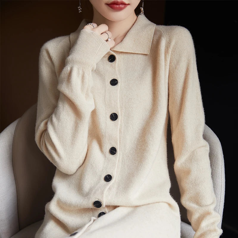 Vera | Women's Merino Wool Button-Up Long Cardigan Dress