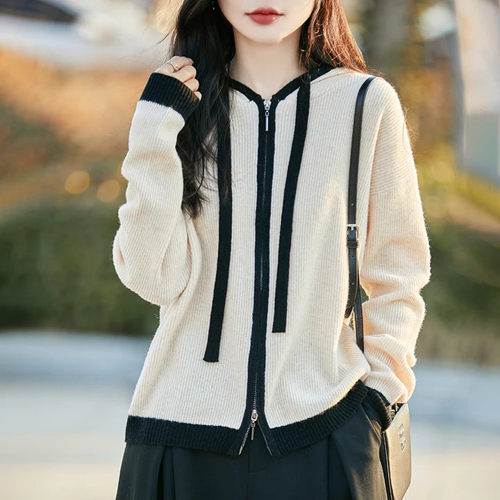 Vera | Women's Merino Wool Hooded Zip Cardigan