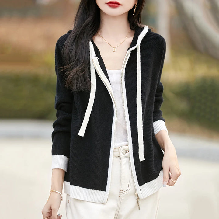 Vera | Women's Merino Wool Hooded Zip Cardigan