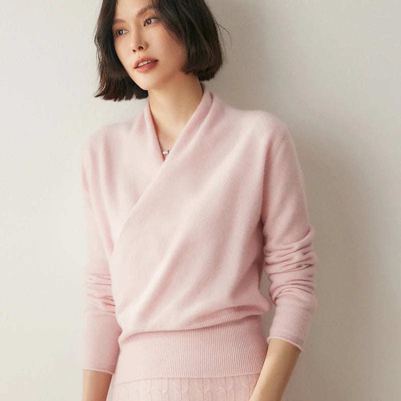 Vera | Women's Pure Cashmere Wrap V-Neck Sweater