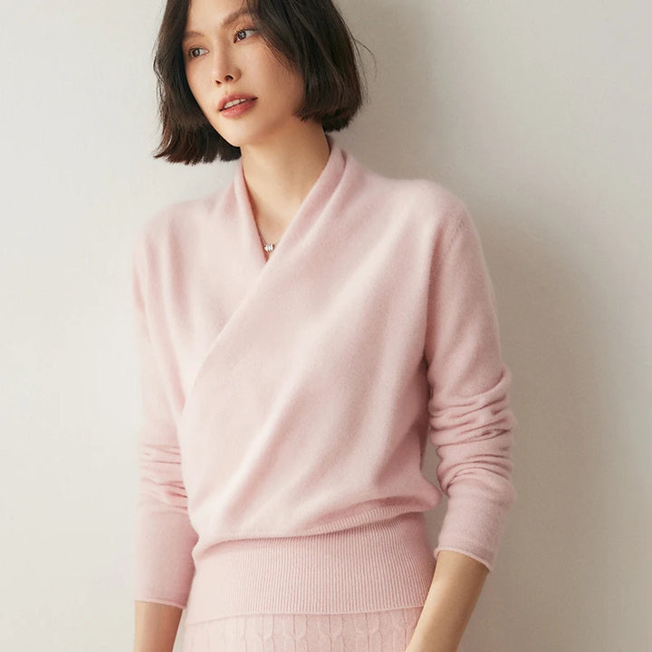 Vera | Women's Pure Cashmere Wrap V-Neck Sweater