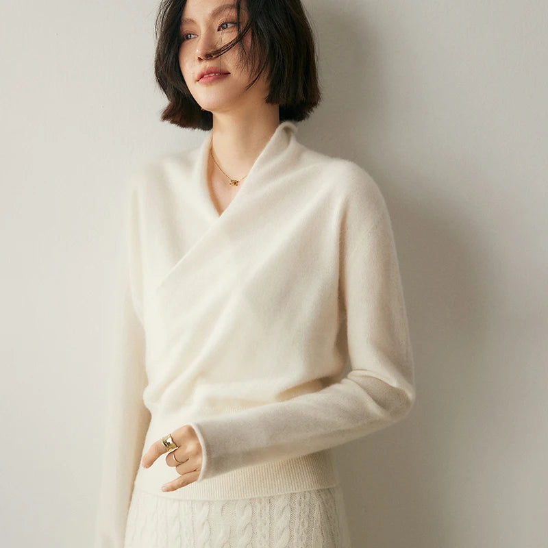 Vera | Women's Pure Cashmere Wrap V-Neck Sweater