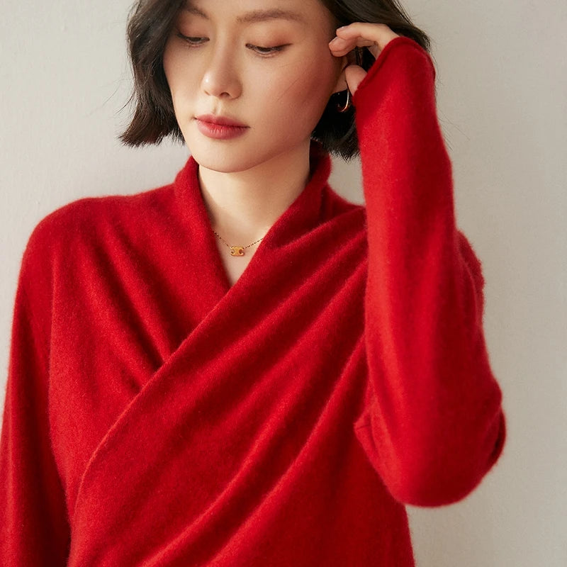 Vera | Women's Pure Cashmere Wrap V-Neck Sweater