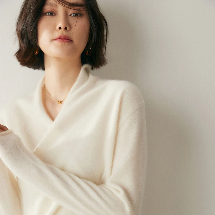 Vera | Women's Pure Cashmere Wrap V-Neck Sweater