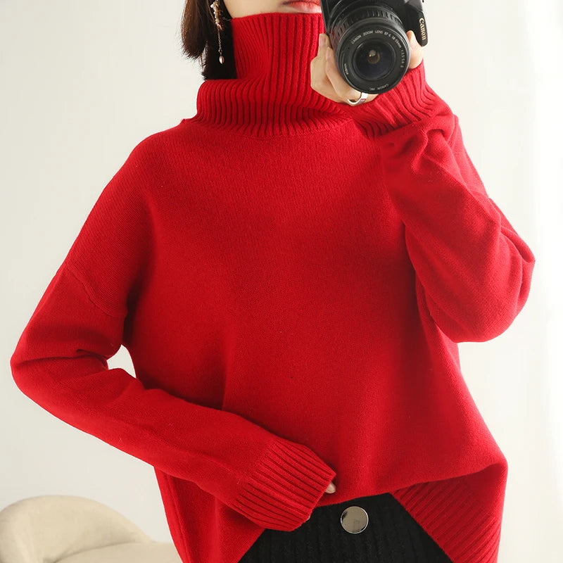 Vera | Women's Pure Wool Turtleneck Knit Sweater