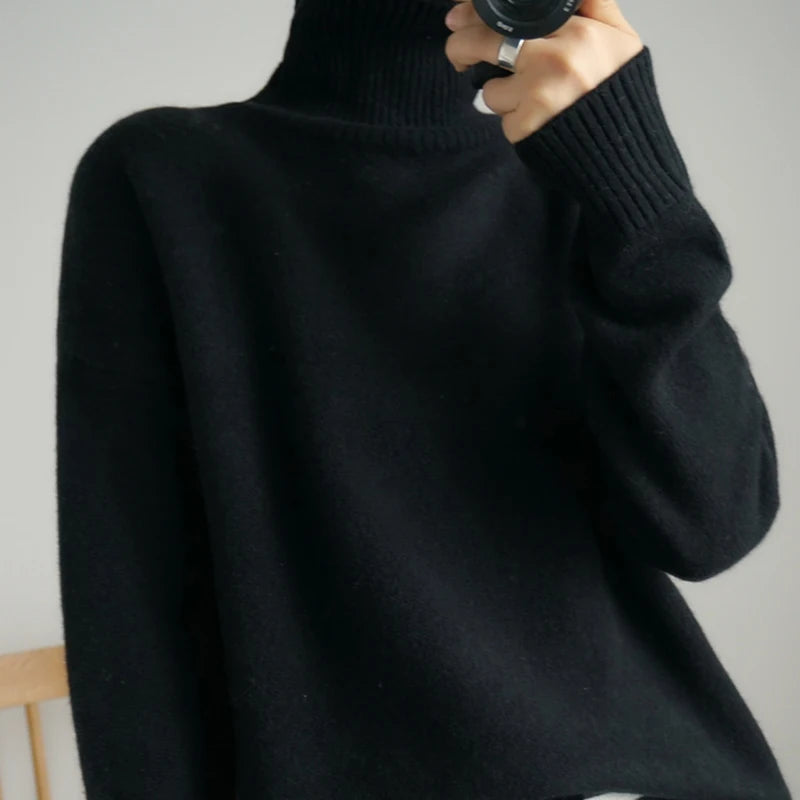 Vera | Women's Pure Wool Turtleneck Knit Sweater