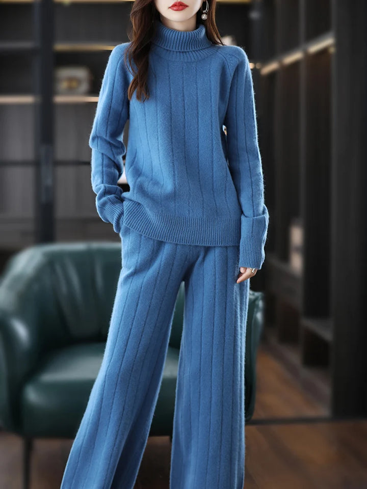 Vera | Women's Wool Ribbed Turtleneck Two-Piece Set