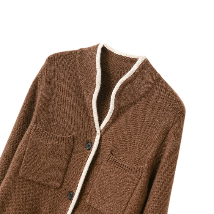 Vera | Women's Wool Stand-Collar Button Cardigan