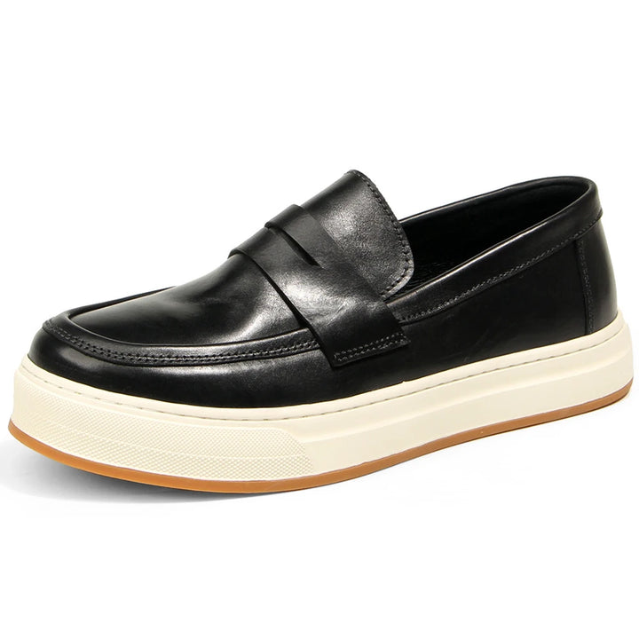 Vintage Genuine Leather Platform Loafers
