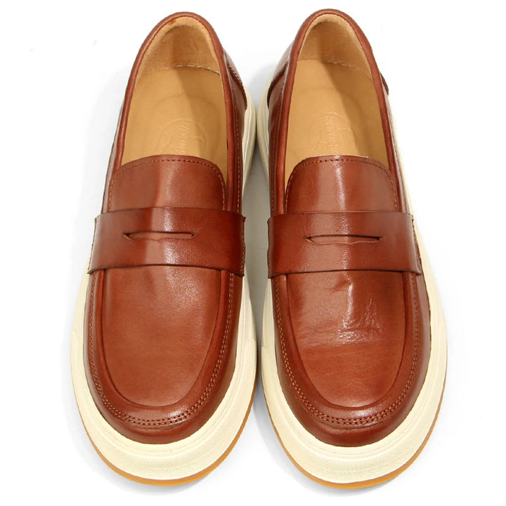 Vintage Genuine Leather Platform Loafers