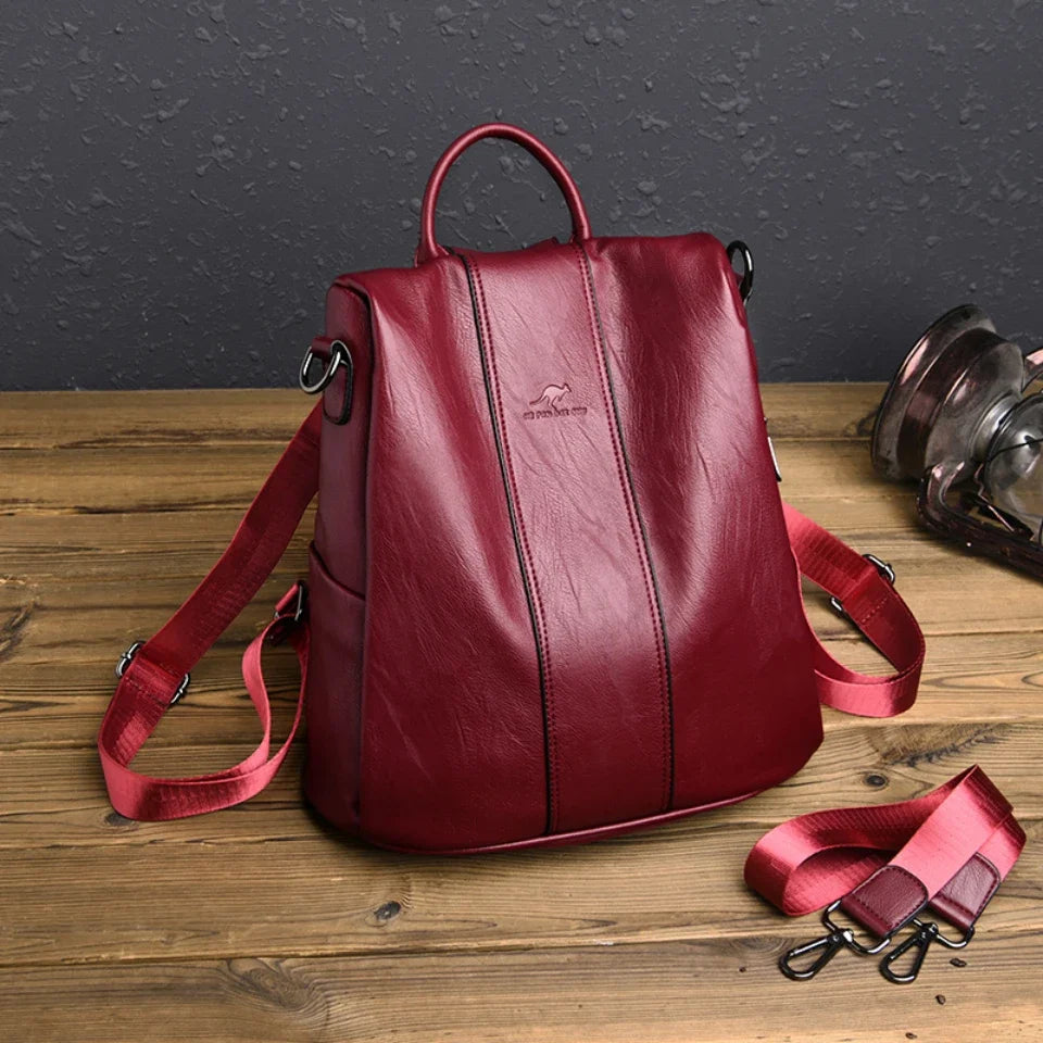 Vintage Leather Anti-Theft Backpack