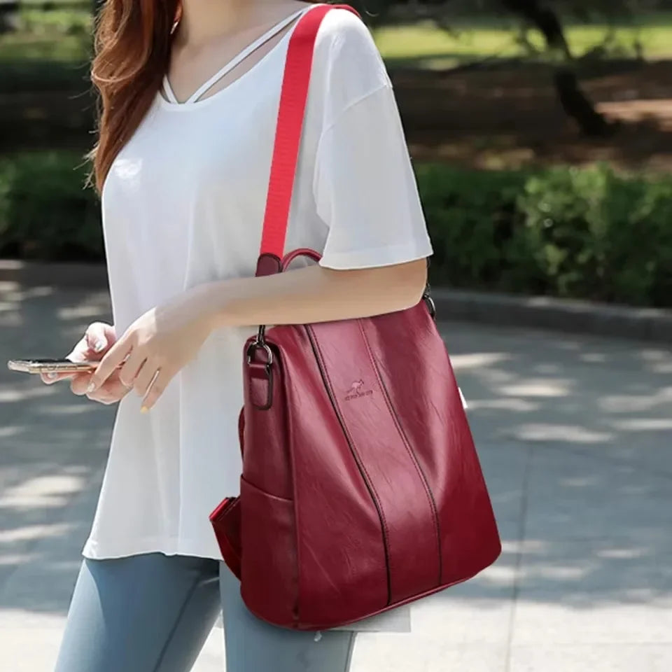 Vintage Leather Anti-Theft Backpack