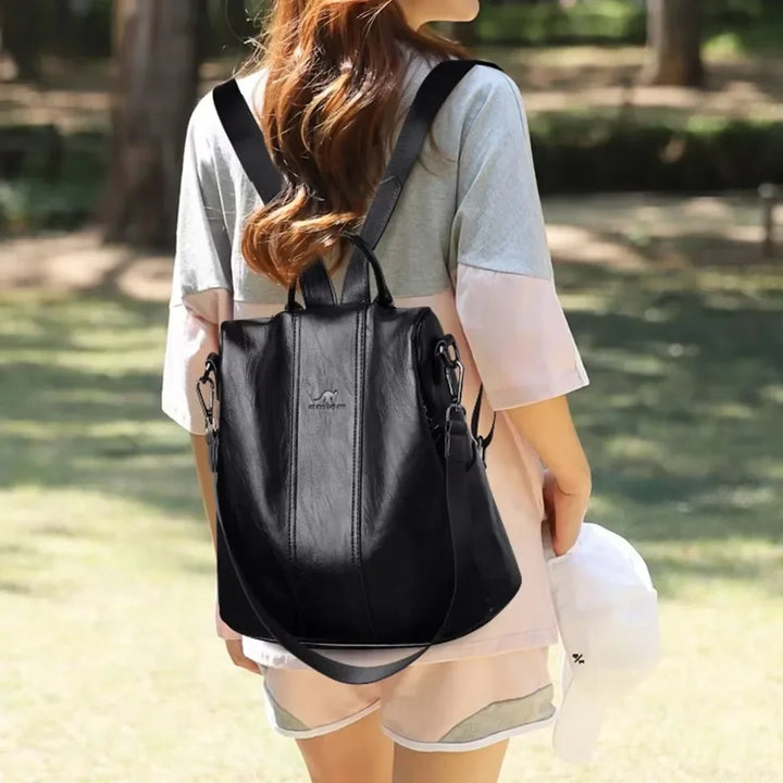 Vintage Leather Anti-Theft Backpack
