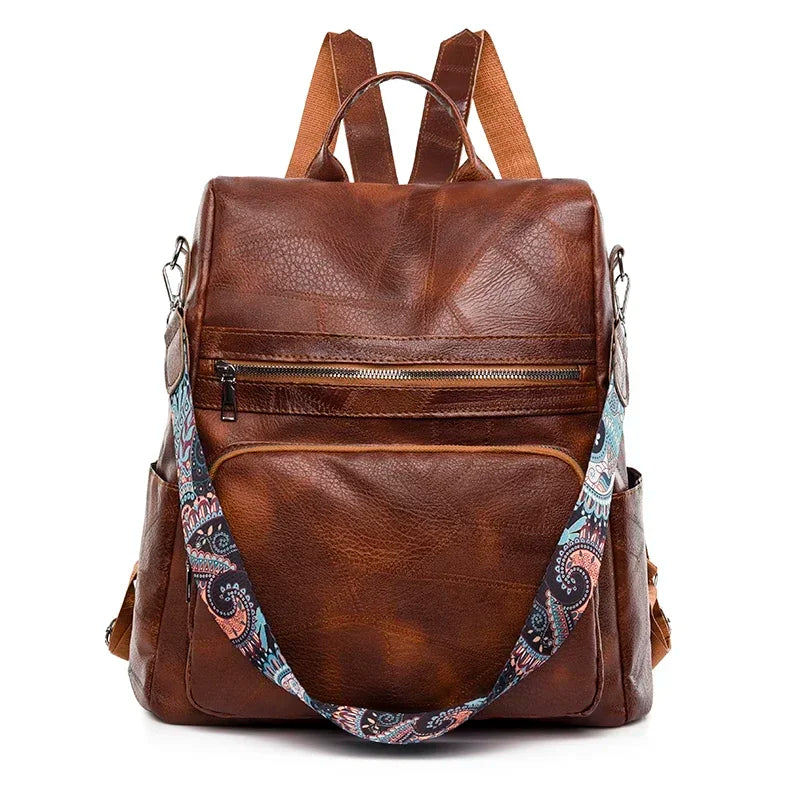 Vintage Leather Anti-Theft Backpack