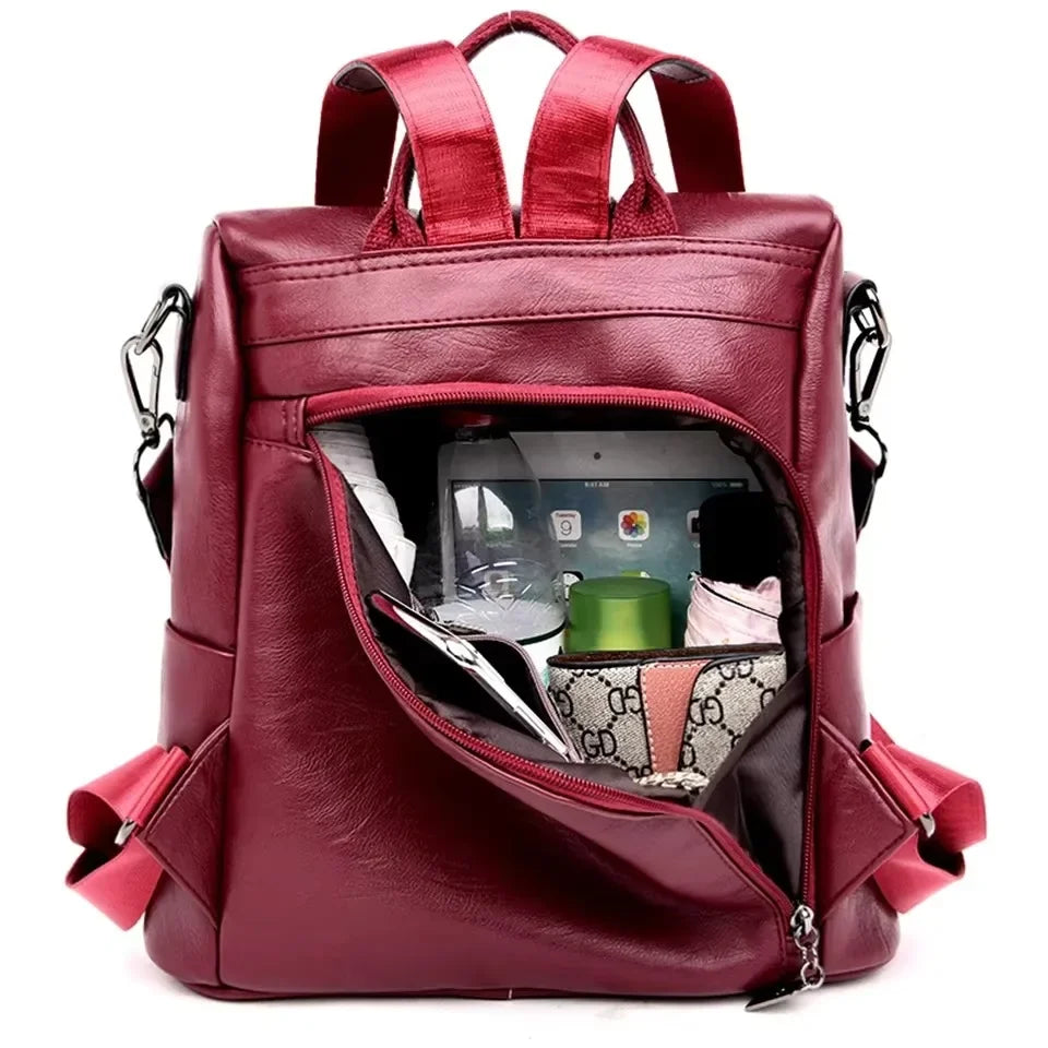Vintage Leather Anti-Theft Backpack