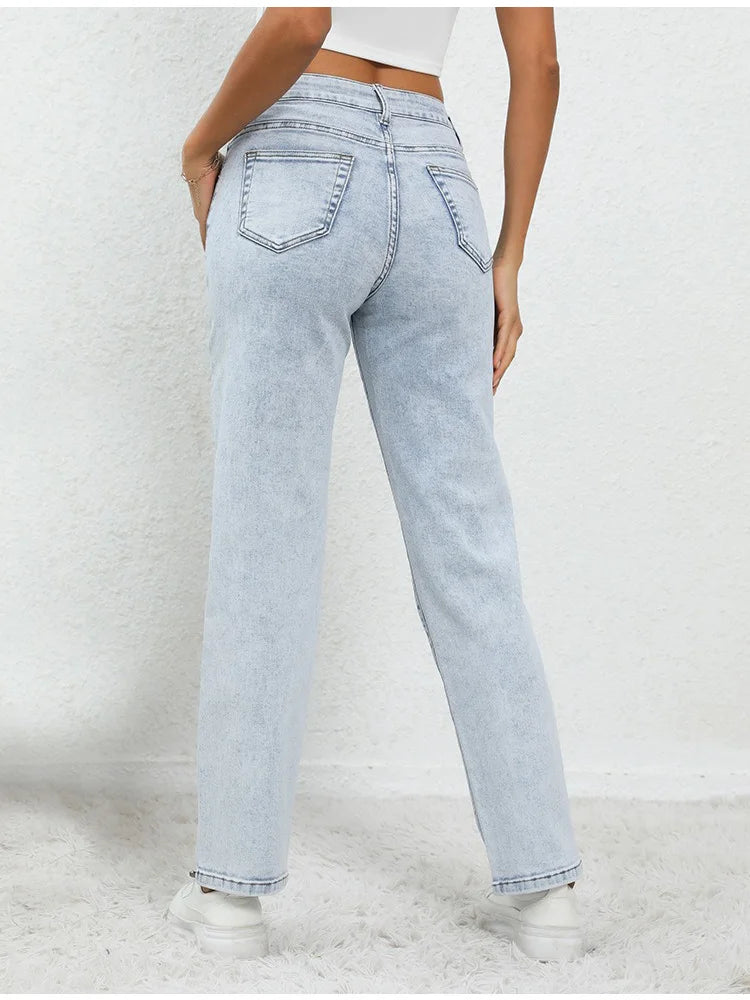 Vintage Mid Waist Light Blue Jeans
