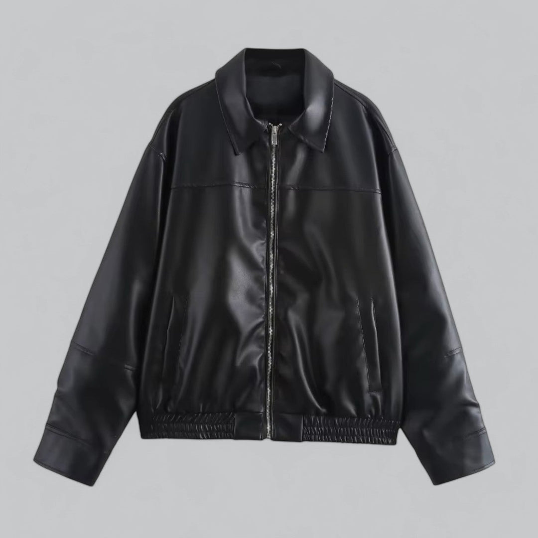  Vintage PU Leather Short Jacket