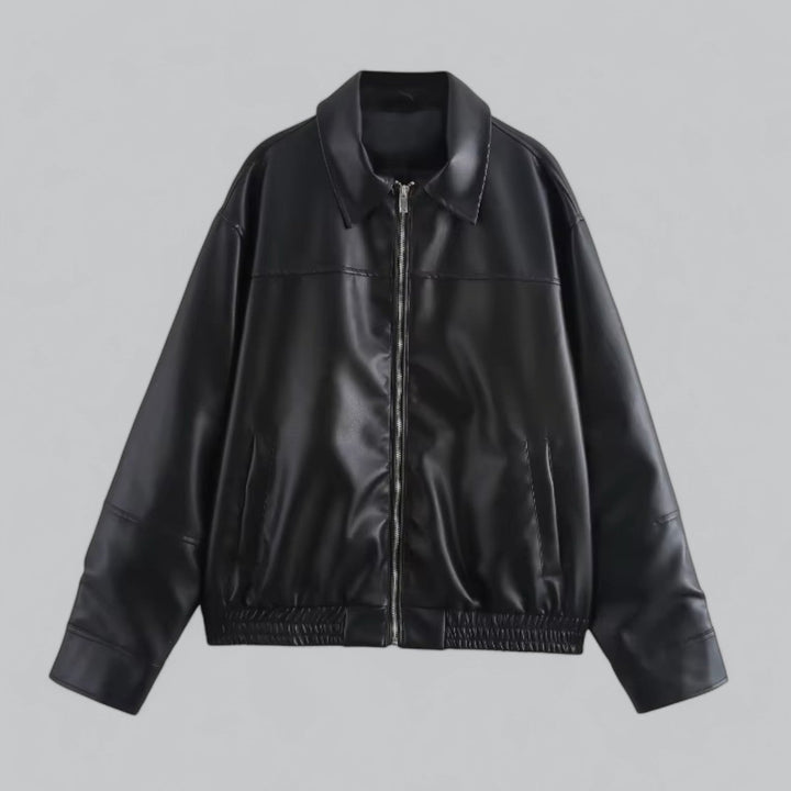  Vintage PU Leather Short Jacket