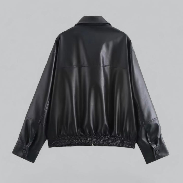  Vintage PU Leather Short Jacket