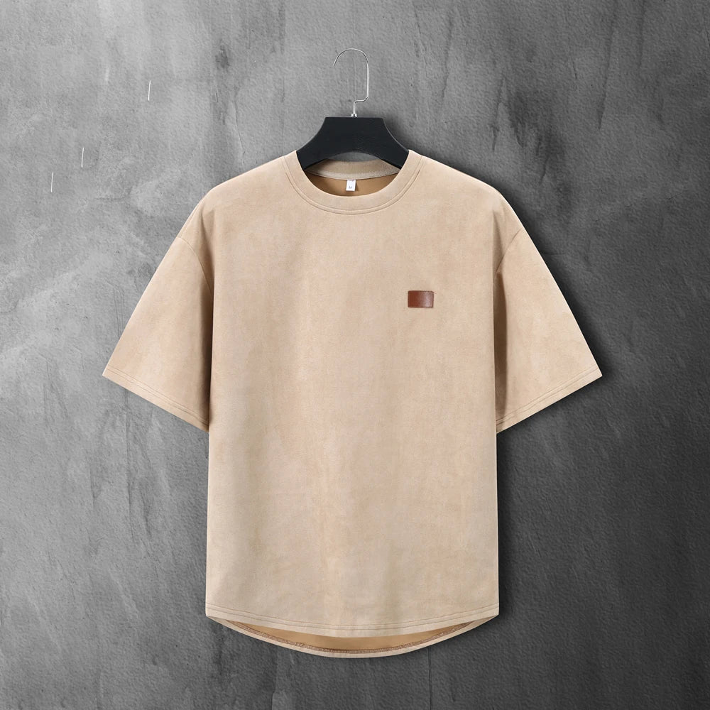 Vintage Suede Oversized T-Shirt for Men