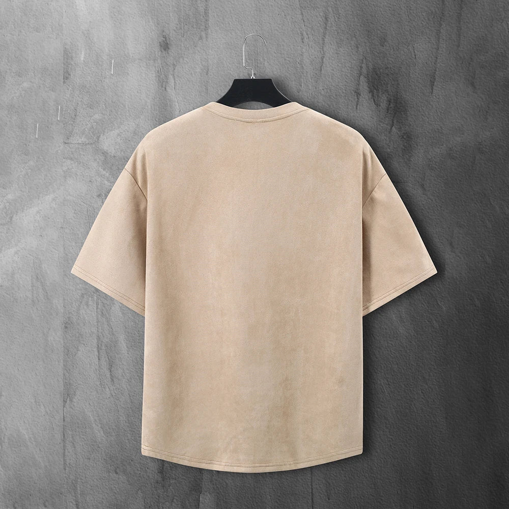 Vintage Suede Oversized T-Shirt for Men