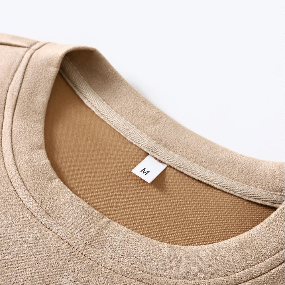 Vintage Suede Oversized T-Shirt for Men