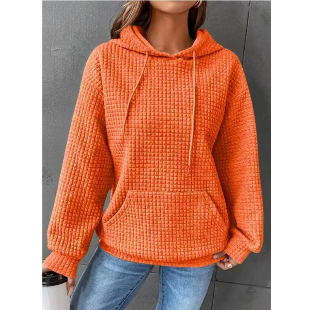 Waffle Knit Drawstring Hoodie