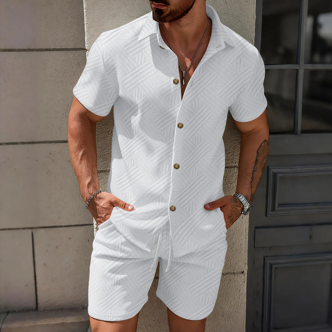 Waffle Knit Short Sleeve Shirt & Shorts Set