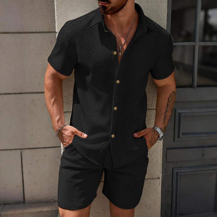 Waffle Knit Short Sleeve Shirt & Shorts Set