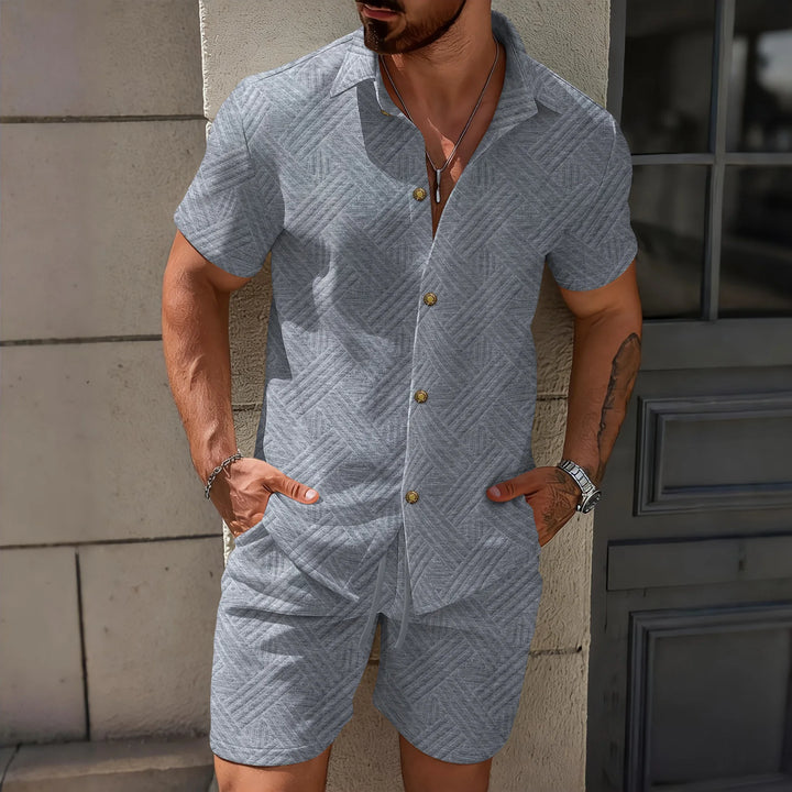 Waffle Knit Short Sleeve Shirt & Shorts Set
