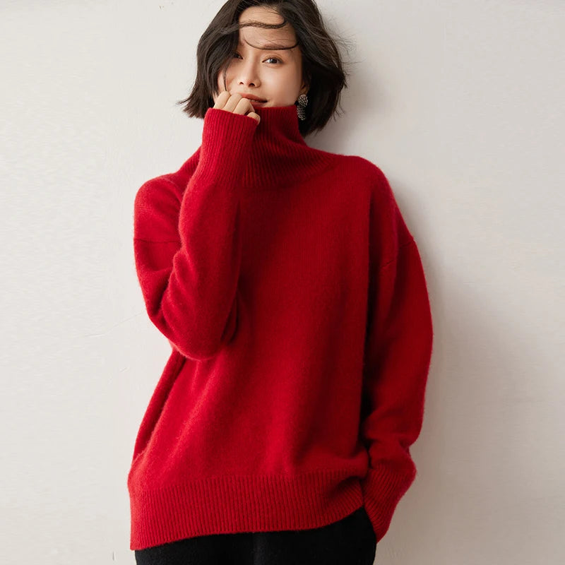 Warm Cashmere Pullover Christmas Turtleneck Sweater