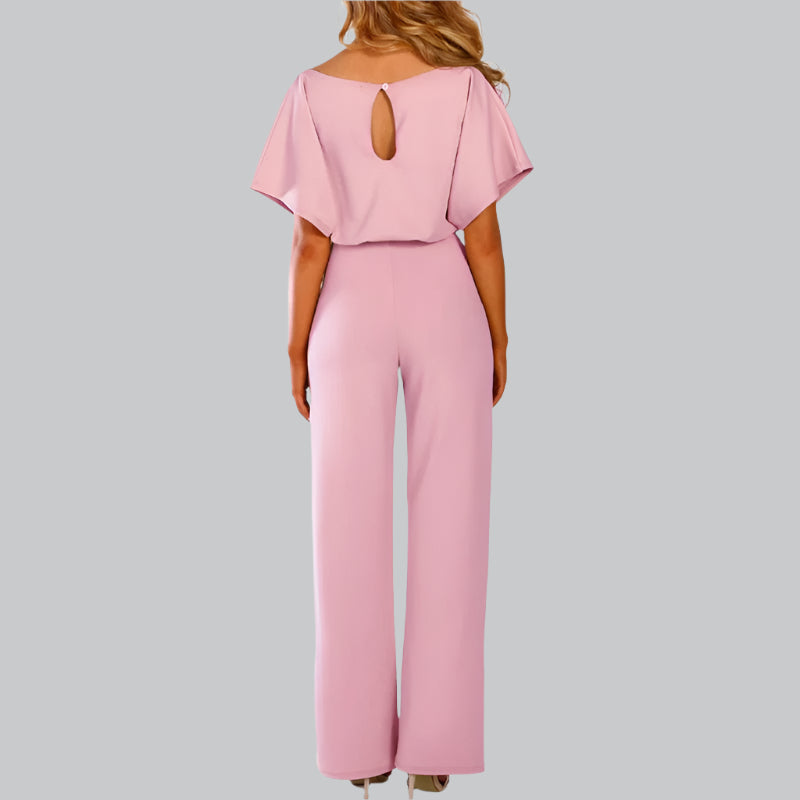 Women's Elegant Tie-Belt Jumpsuit