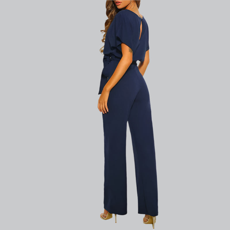 Women's Elegant Tie-Belt Jumpsuit