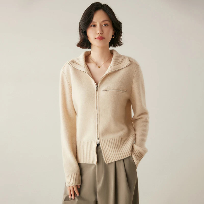Pure Cashmere Zip-Up Cardigan