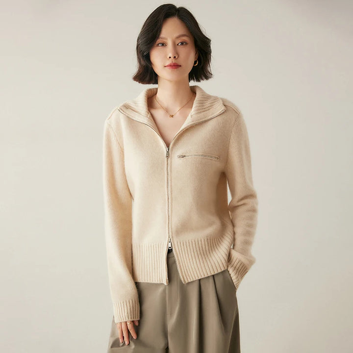 Pure Cashmere Zip-Up Cardigan