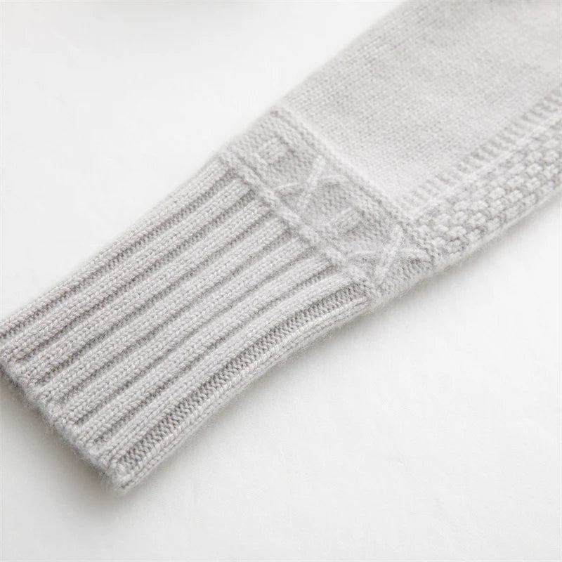 Women's 100% Cashmere Double-Zip High Collar Cardigan